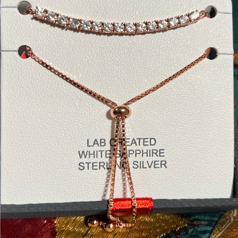 💕Rose Gold White Sapphire, Sterling Silver bracelet,